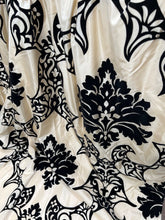 Load image into Gallery viewer, Beautiful Faux Silk Curtains with Black Velvet 87”d x 36” each Panel
