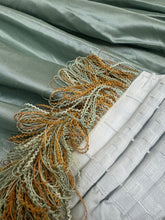 Load image into Gallery viewer, Stunning Silk Curtains with trim 90” drop x 92” wide per panel ungathered