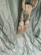 Load image into Gallery viewer, Stunning Silk Curtains with trim 90” drop x 92” wide per panel ungathered