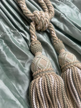 Load image into Gallery viewer, Stunning Silk Curtains with trim 90” drop x 92” wide per panel ungathered