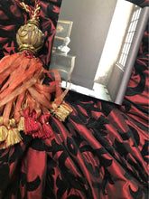 Load image into Gallery viewer, Pair Professionally Made Heavy Satin Blend & Flock Pattern Curtains 92"d 47” Pleated width ea Panel