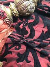 Load image into Gallery viewer, Pair Professionally Made Heavy Satin Blend & Flock Pattern Curtains 92"d 47” Pleated width ea Panel