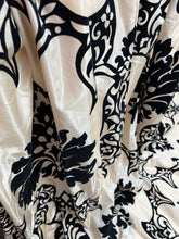 Load image into Gallery viewer, Beautiful Faux Silk Curtains with Black Velvet 87”d x 36” each Panel
