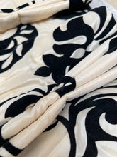 Load image into Gallery viewer, Beautiful Faux Silk Curtains with Black Velvet 87”d x 36” each Panel
