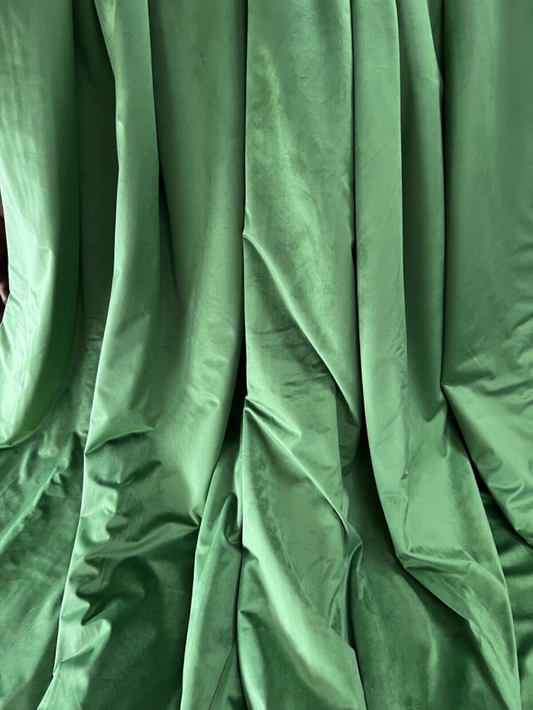 Beautiful Emerald INTERLINED Velvet Eyelet Curtains 85”drop x 53” wide per panel