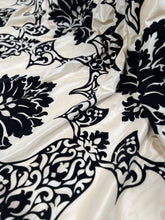 Load image into Gallery viewer, Beautiful Faux Silk Curtains with Black Velvet 87”d x 36” each Panel
