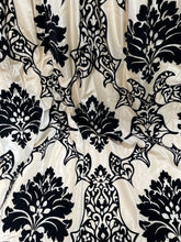 Load image into Gallery viewer, Beautiful Faux Silk Curtains with Black Velvet 87”d x 36” each Panel
