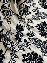 Load image into Gallery viewer, Beautiful Faux Silk Curtains with Black Velvet 87”d x 36” each Panel
