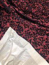 Load image into Gallery viewer, Pair Professionally Made Heavy Satin Blend &amp; Flock Pattern Curtains 92&quot;d 47” Pleated width ea Panel
