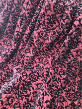 Load image into Gallery viewer, Pair Professionally Made Heavy Satin Blend &amp; Flock Pattern Curtains 92&quot;d 47” Pleated width ea Panel
